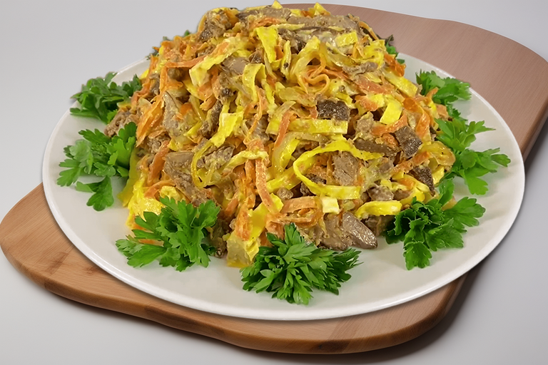 Салат из куриной печени